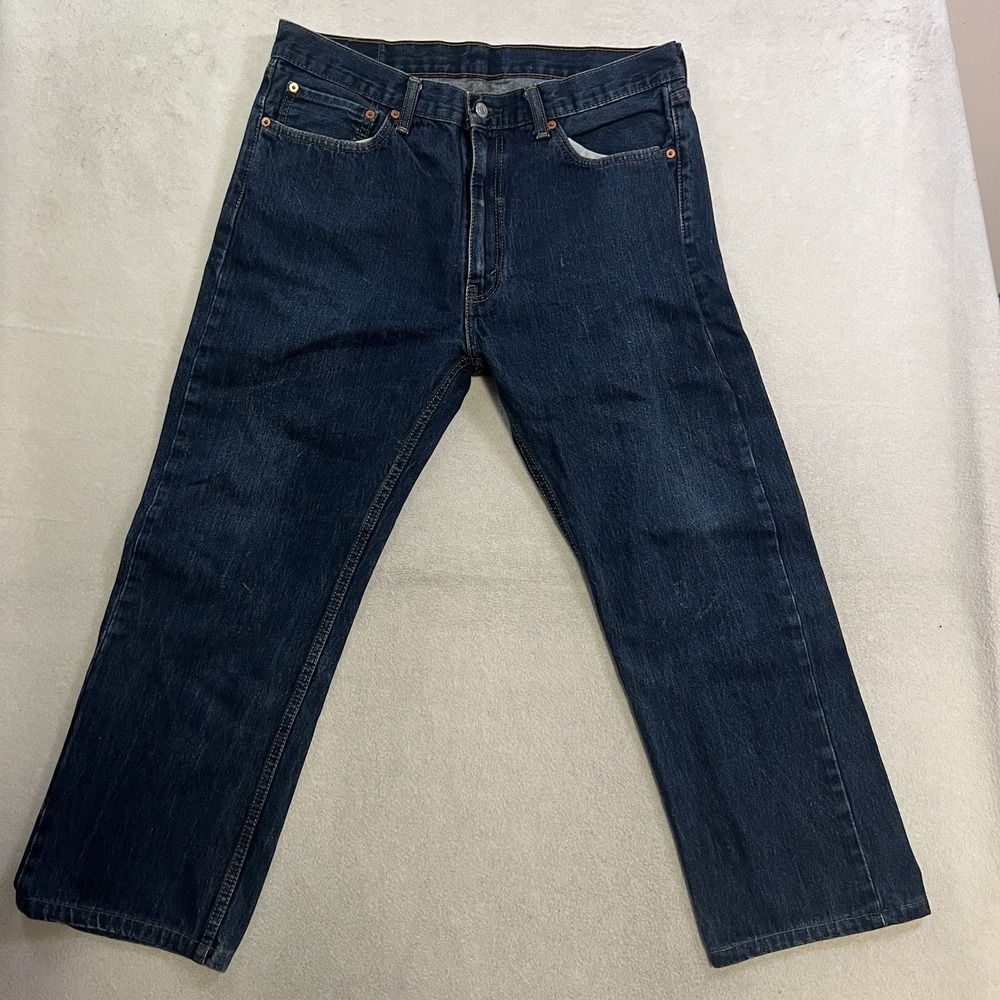 Levi's 505 Regular Fit Jeans Blue Dark Wash Men's Size 36x29 (Fits 36x25)